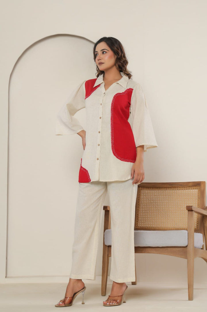 Puran crimson Cotton co-ord set