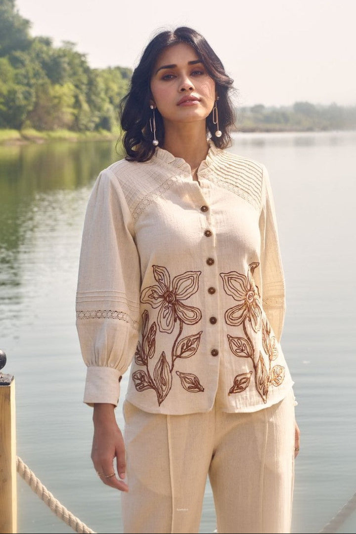 Wespret Pebble embroidery cotton co-ord set