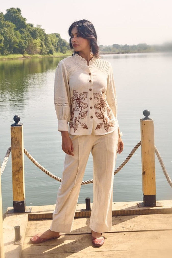 Wespret Pebble embroidery cotton co-ord set