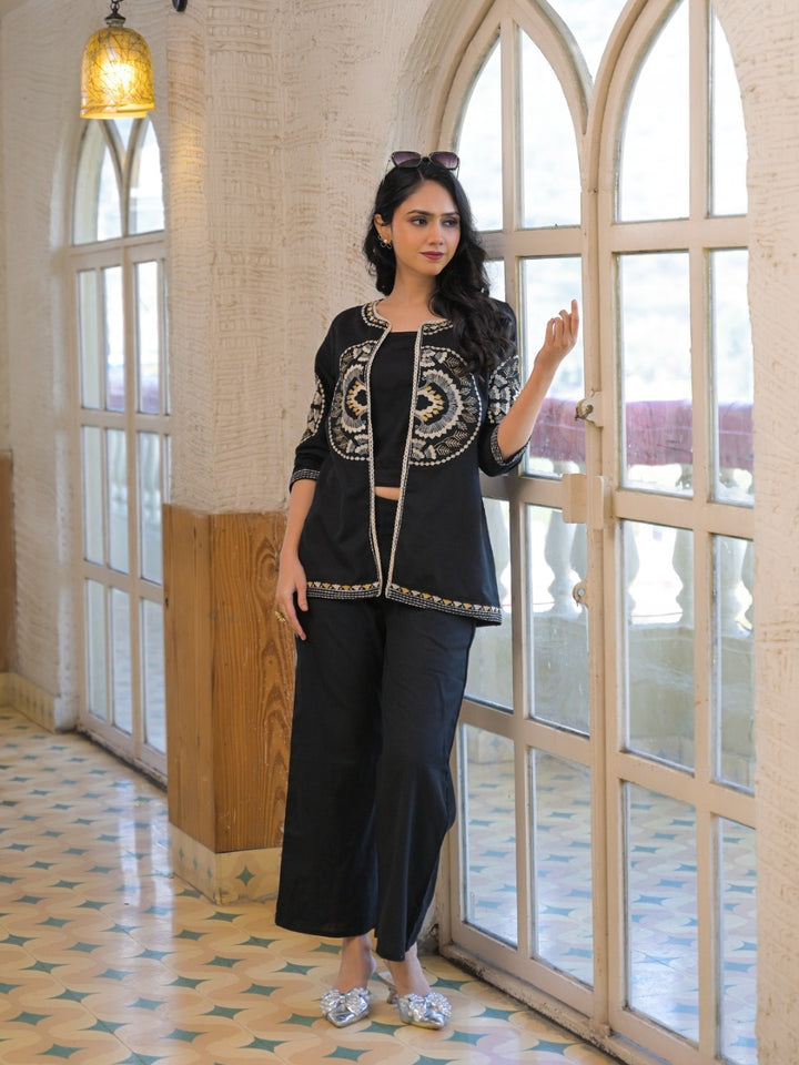 Mayri jade embroidery Cotton Jacket Co-ord set