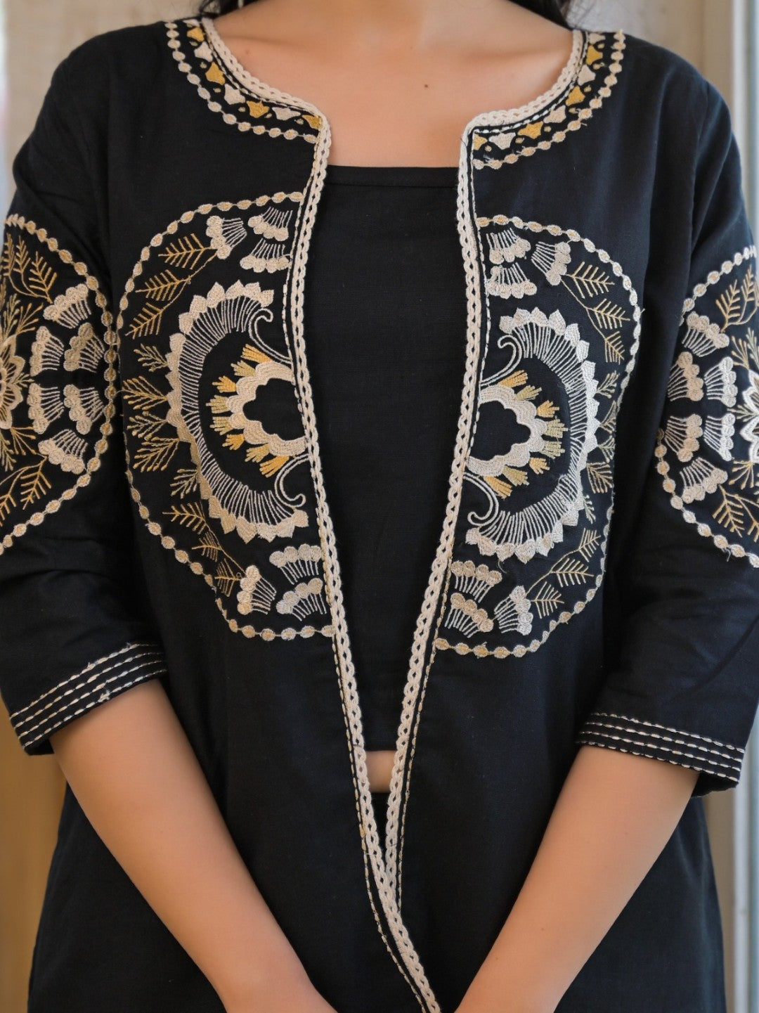 Mayri jade embroidery Cotton Jacket Co-ord set