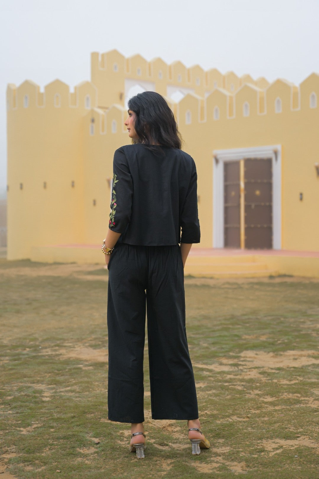 Mayri Sable embroidery jacket cotton co-ord set