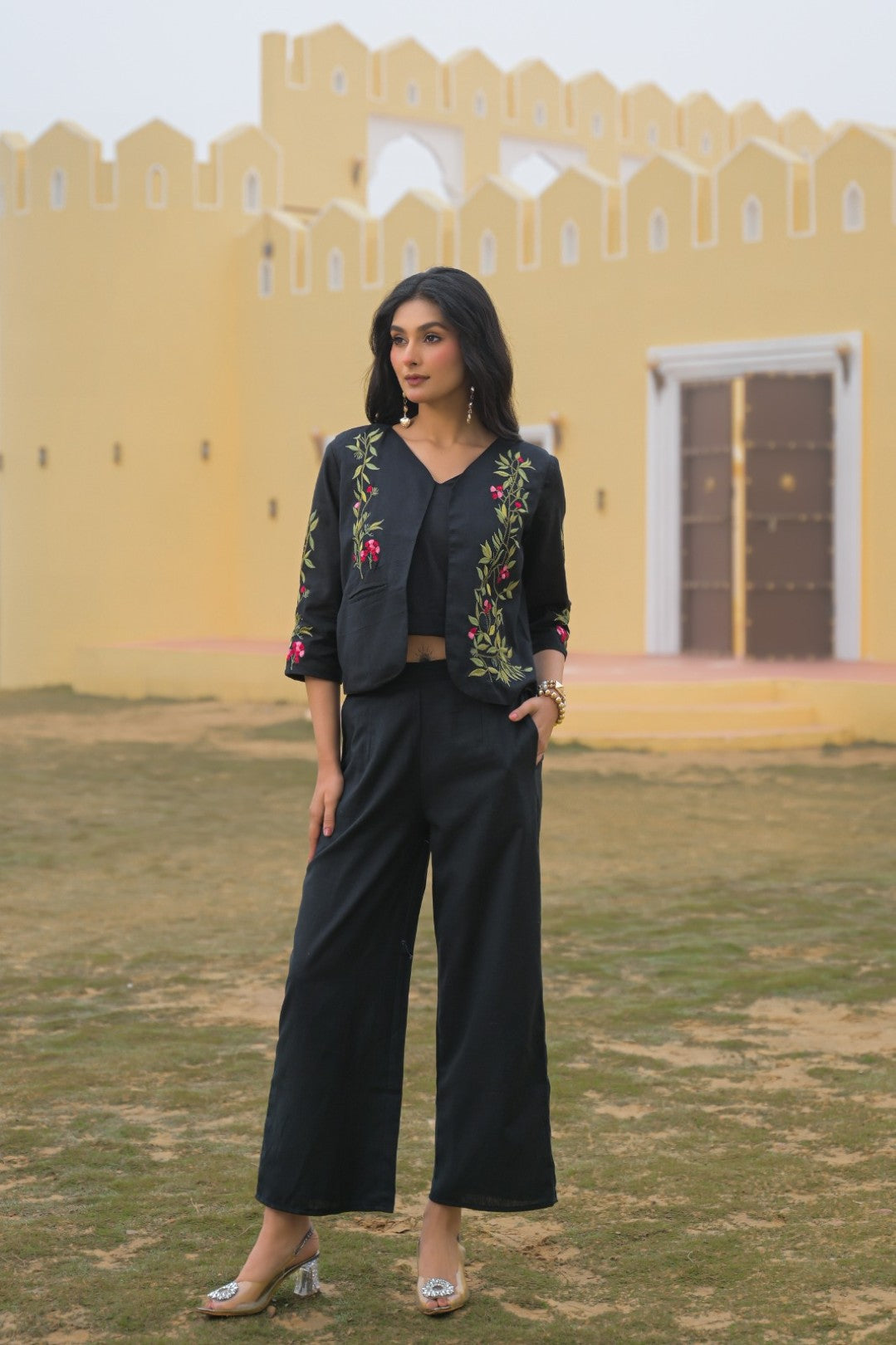 Mayri Sable embroidery jacket cotton co-ord set