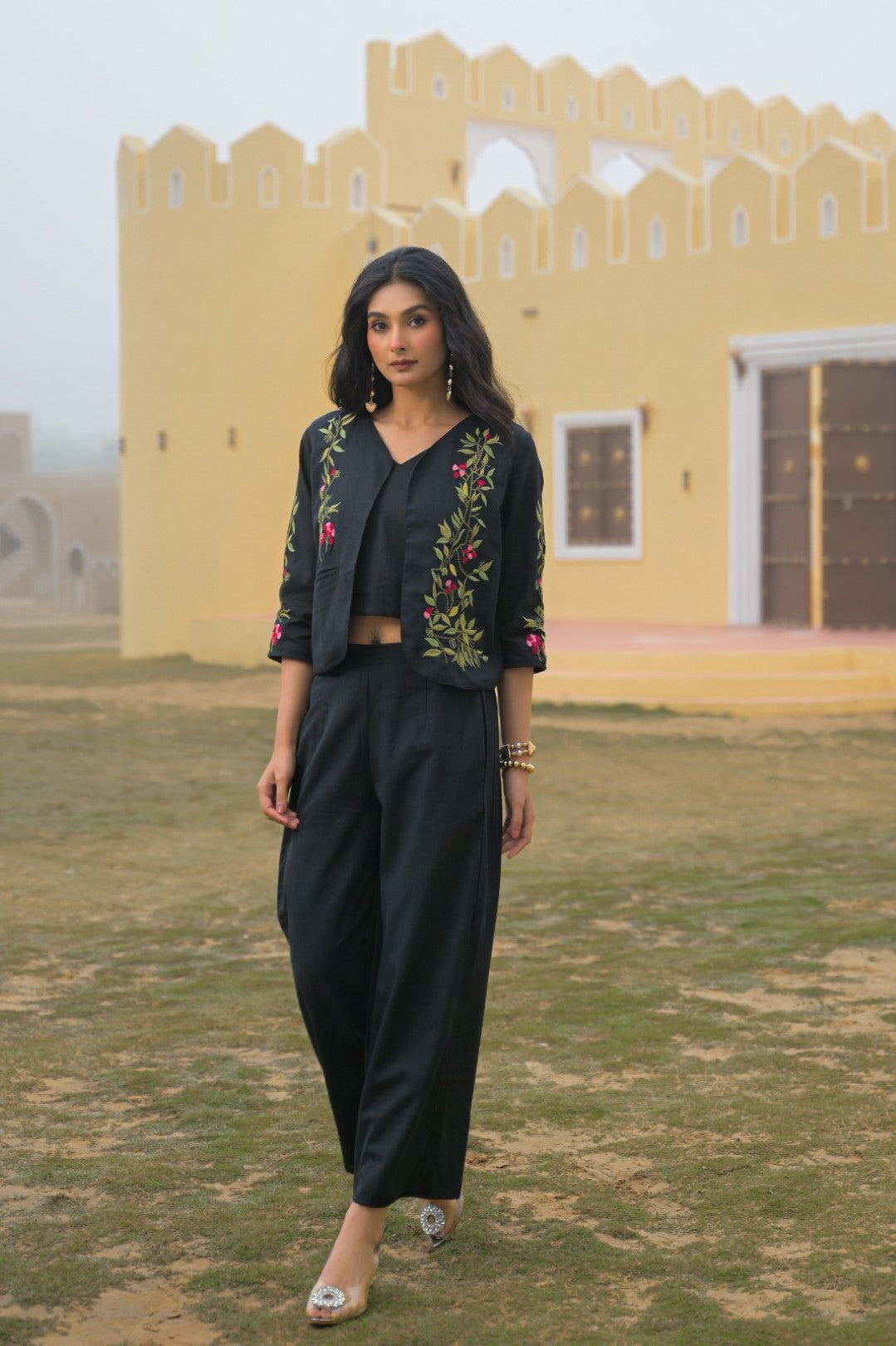 Mayri Sable embroidery jacket cotton co-ord set