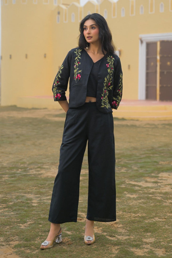 Mayri Sable embroidery jacket cotton co-ord set