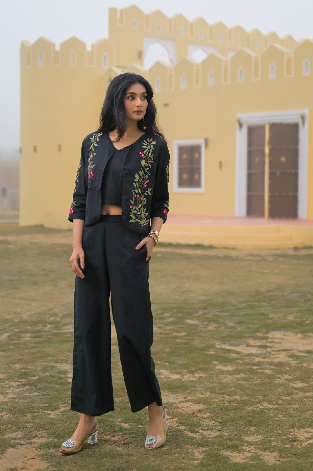 Mayri Sable embroidery jacket cotton co-ord set