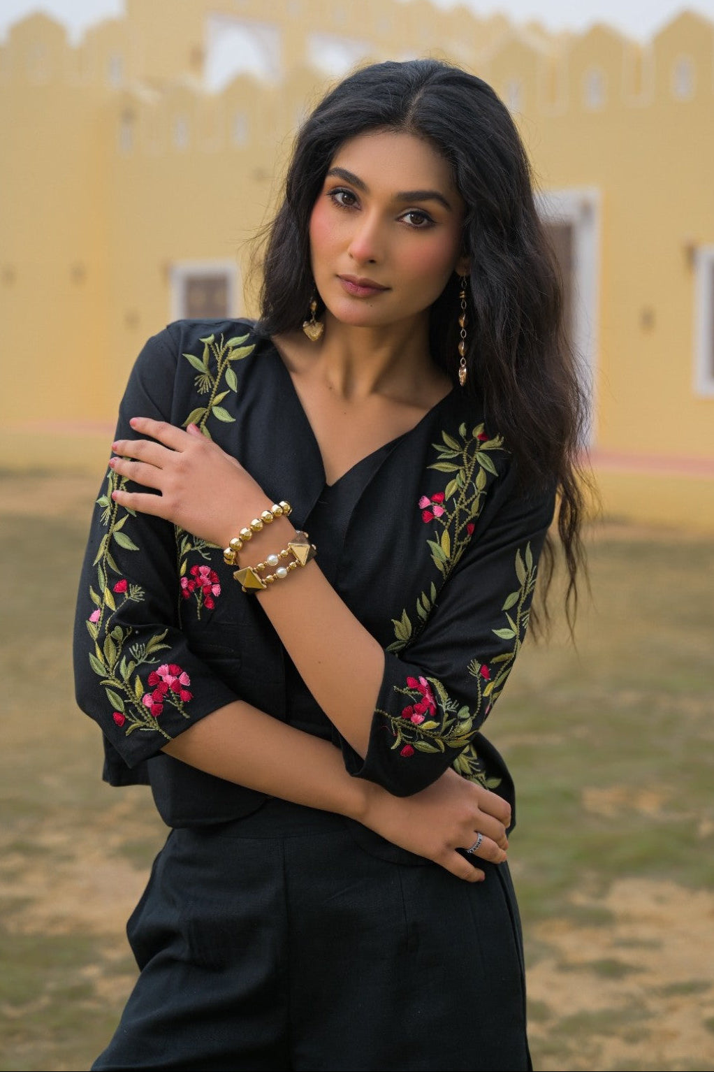 Mayri Sable embroidery jacket cotton co-ord set