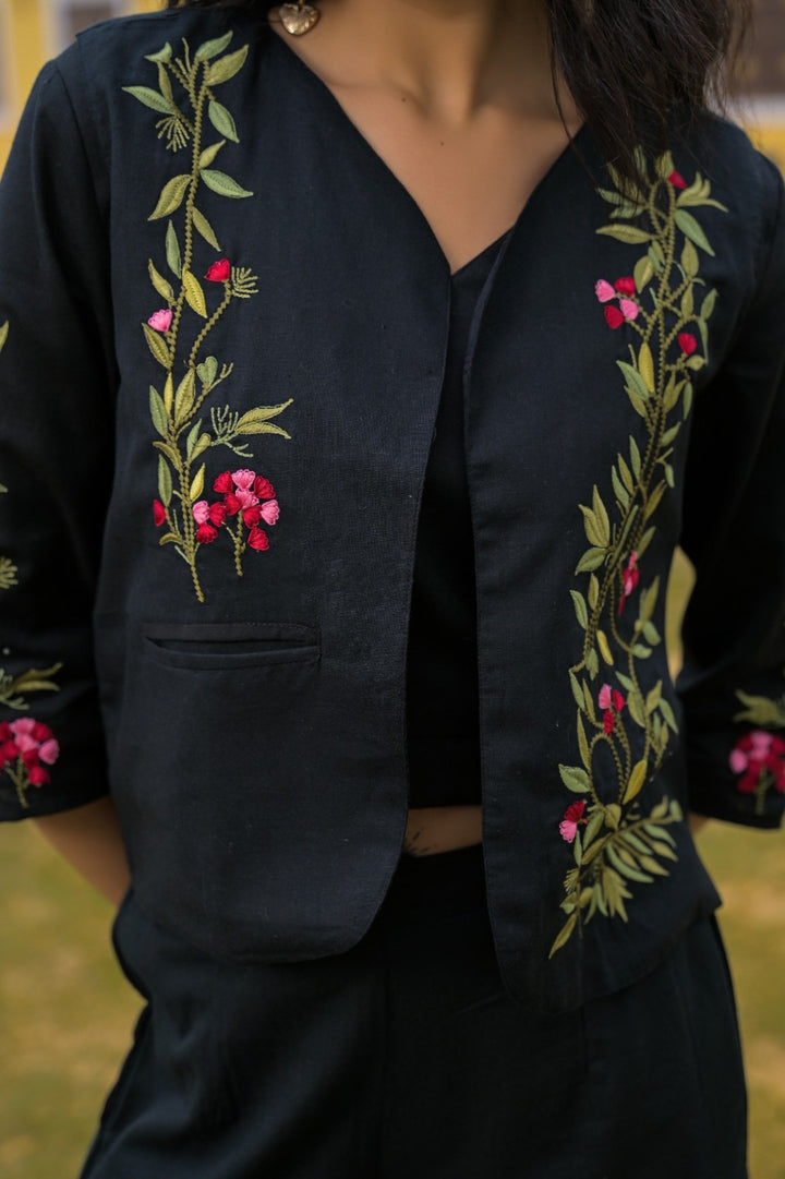 Mayri Sable embroidery jacket cotton co-ord set