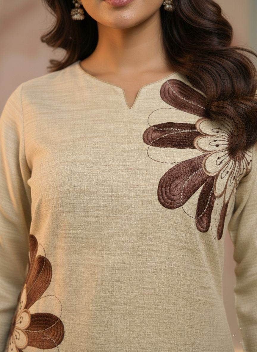 Prisha tan embroidery co-ord set