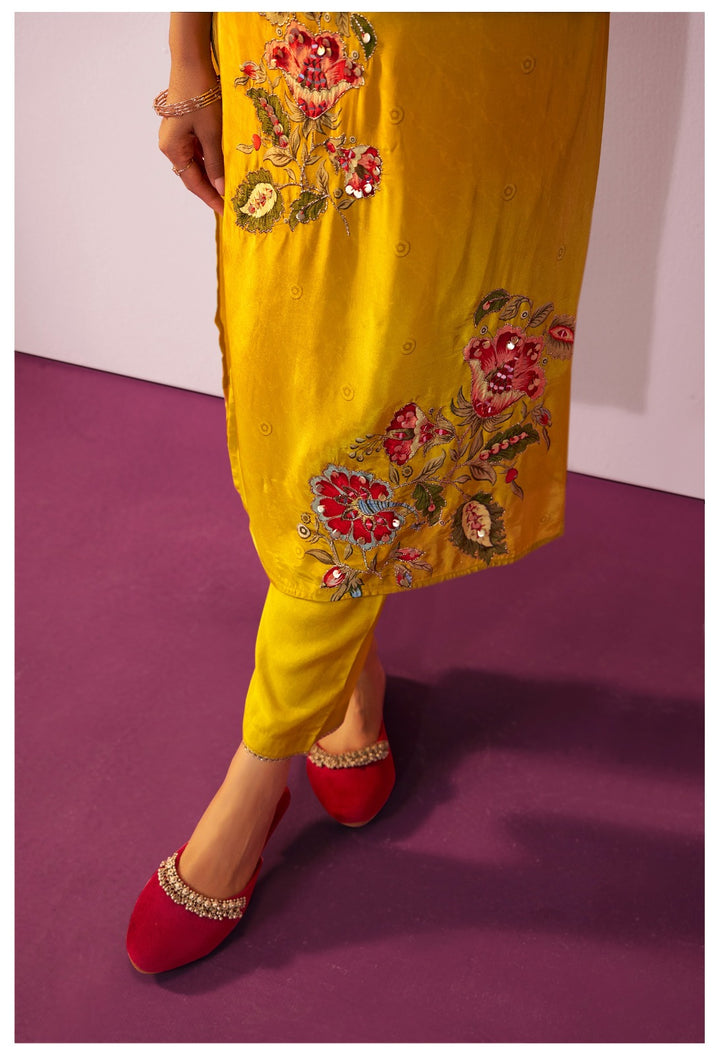 Shireen Canary Full Work Premium Suit Set