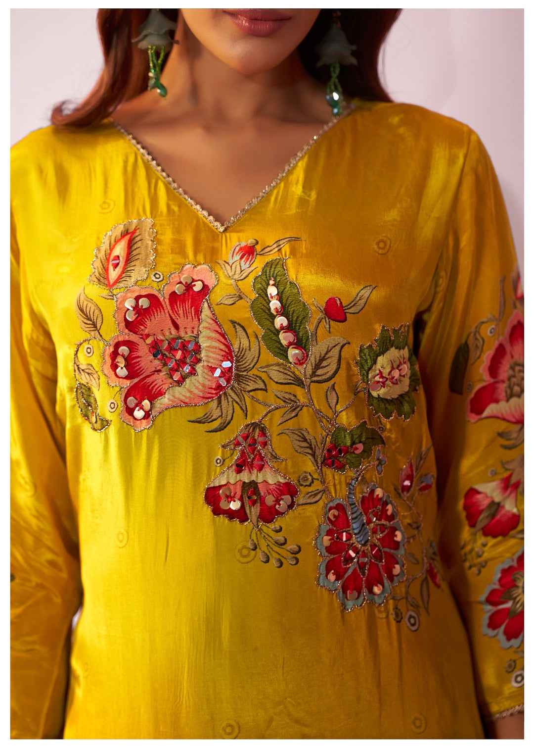 Shireen Canary Full Work Premium Suit Set