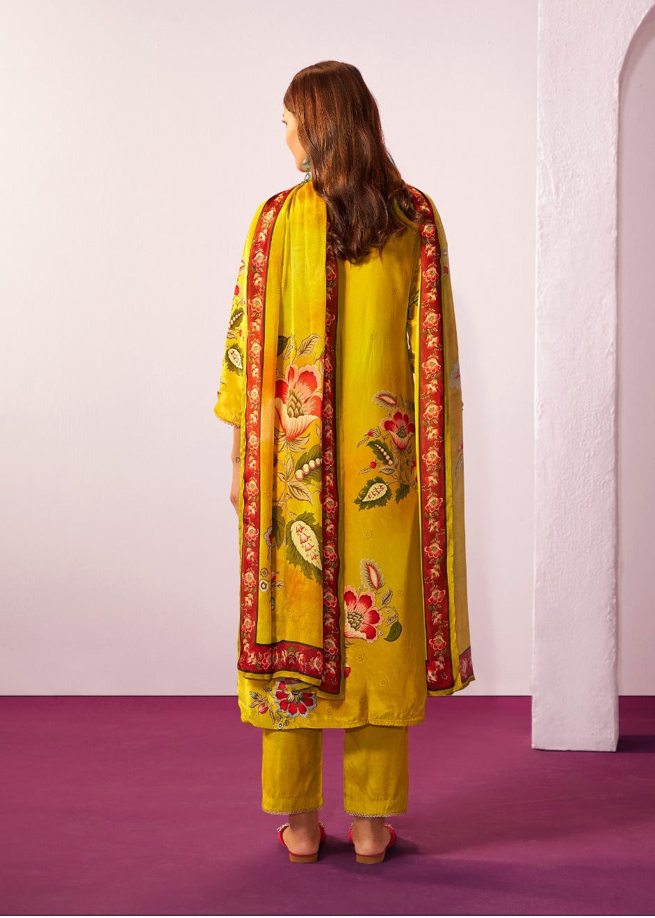 Shireen Canary Full Work Premium Suit Set
