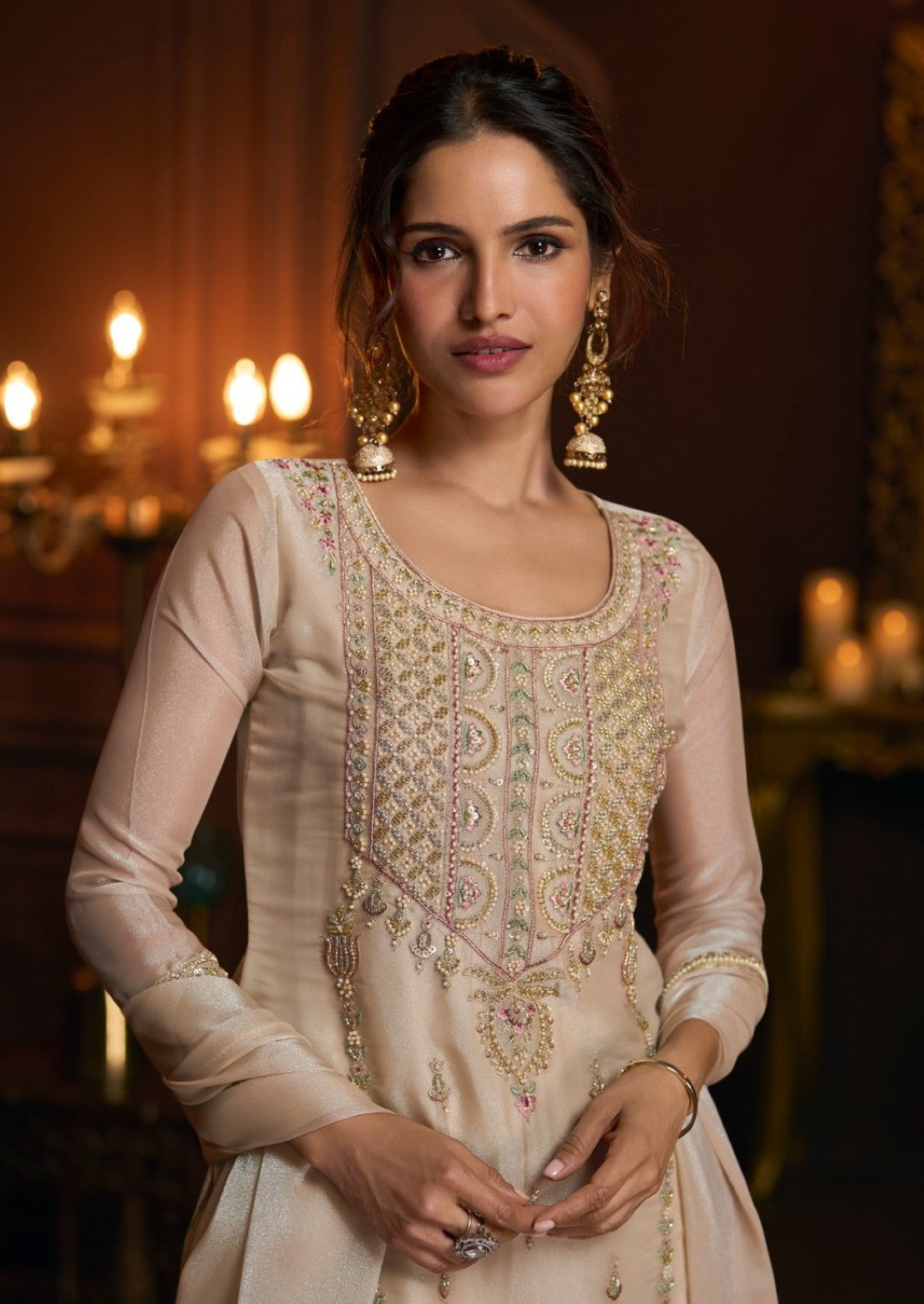 Haniya Pearl Full Work Premium Gharara Set