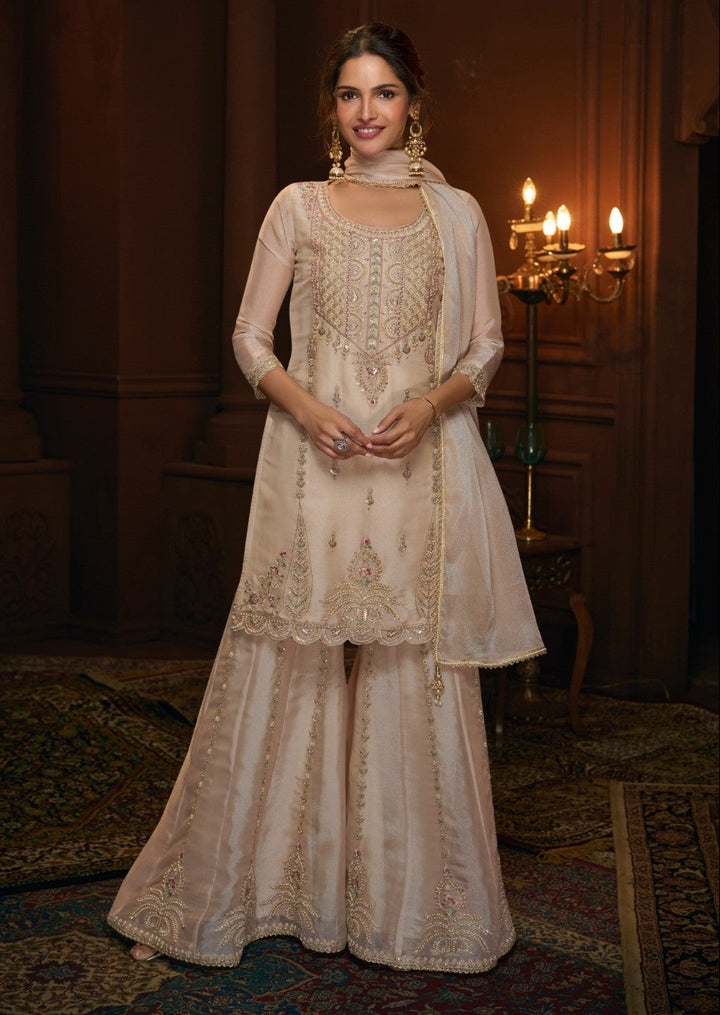 Haniya Pearl Full Work Premium Gharara Set