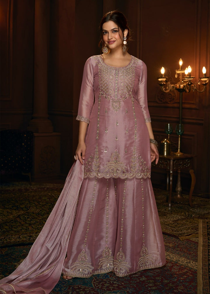 Haniya Blush Full Work Gharara Set