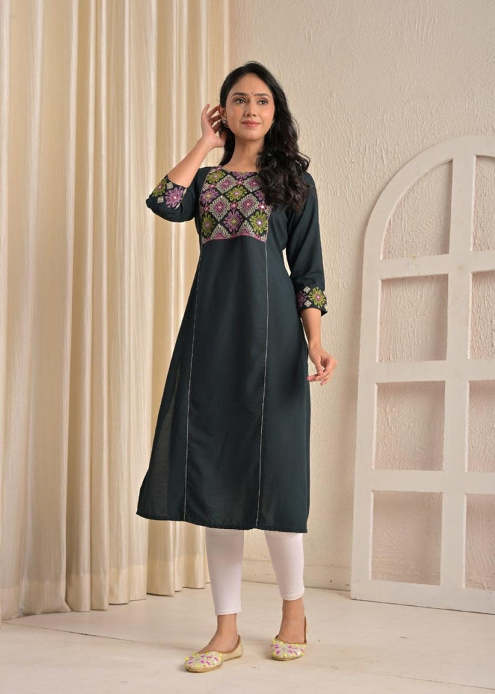 Chandri Beetle Embroidered Kurti