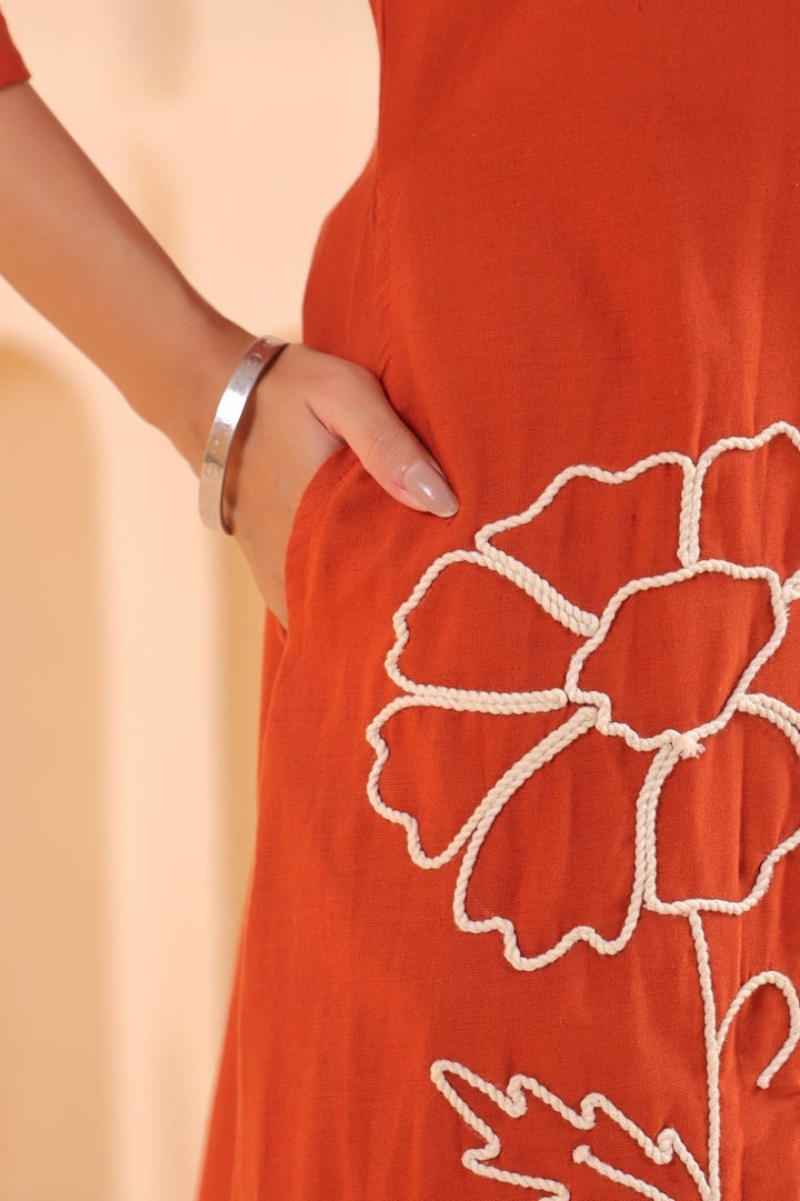 Chhavi Flame Embroidered Kurta Pant Set