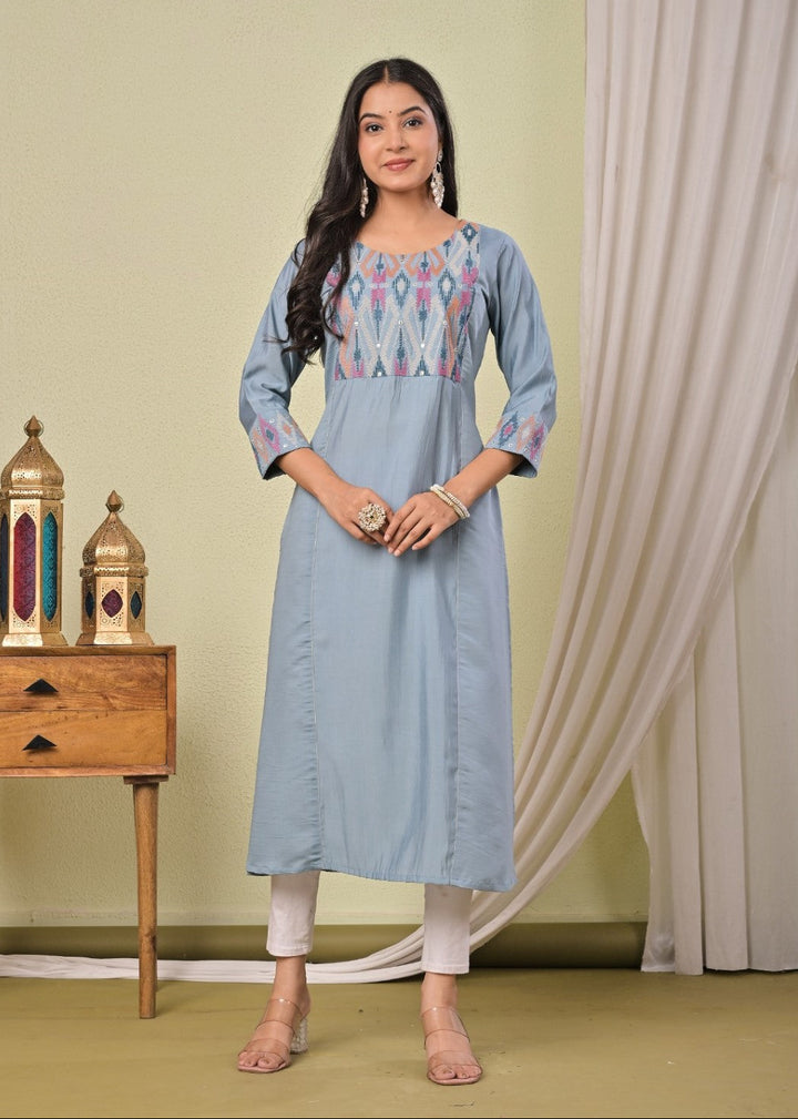 Chandri Cadet Embroidered Work Kurti