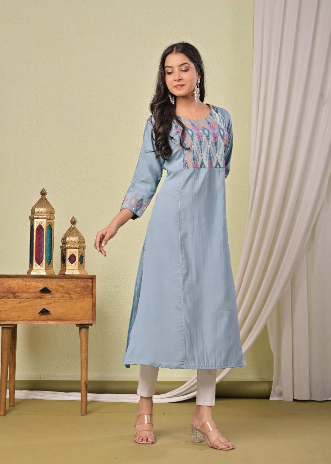 Chandri Cadet Embroidered Work Kurti