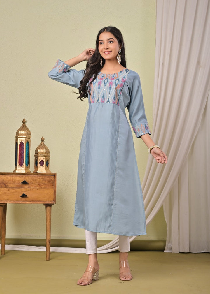 Chandri Cadet Embroidered Work Kurti