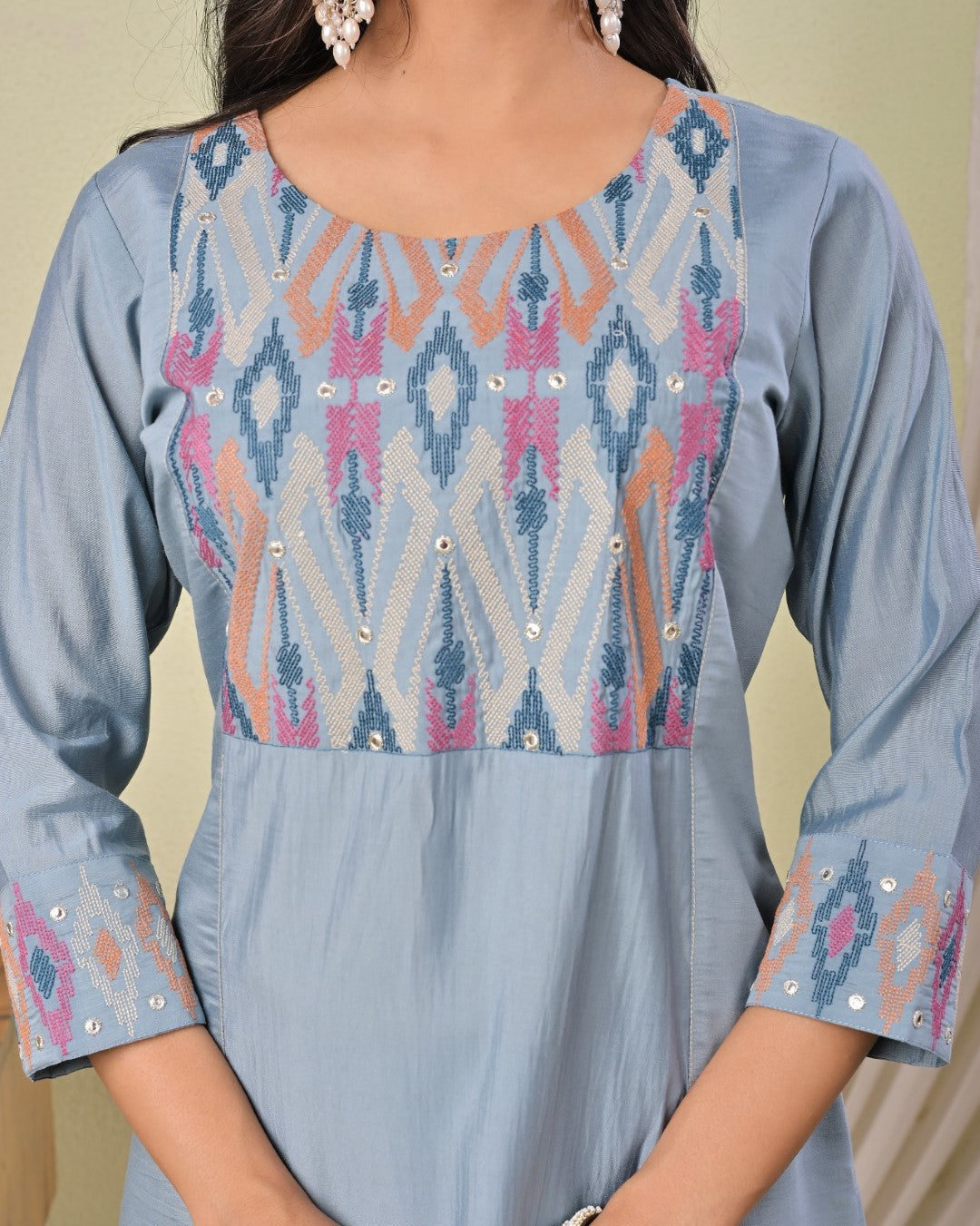 Chandri Cadet Embroidered Work Kurti