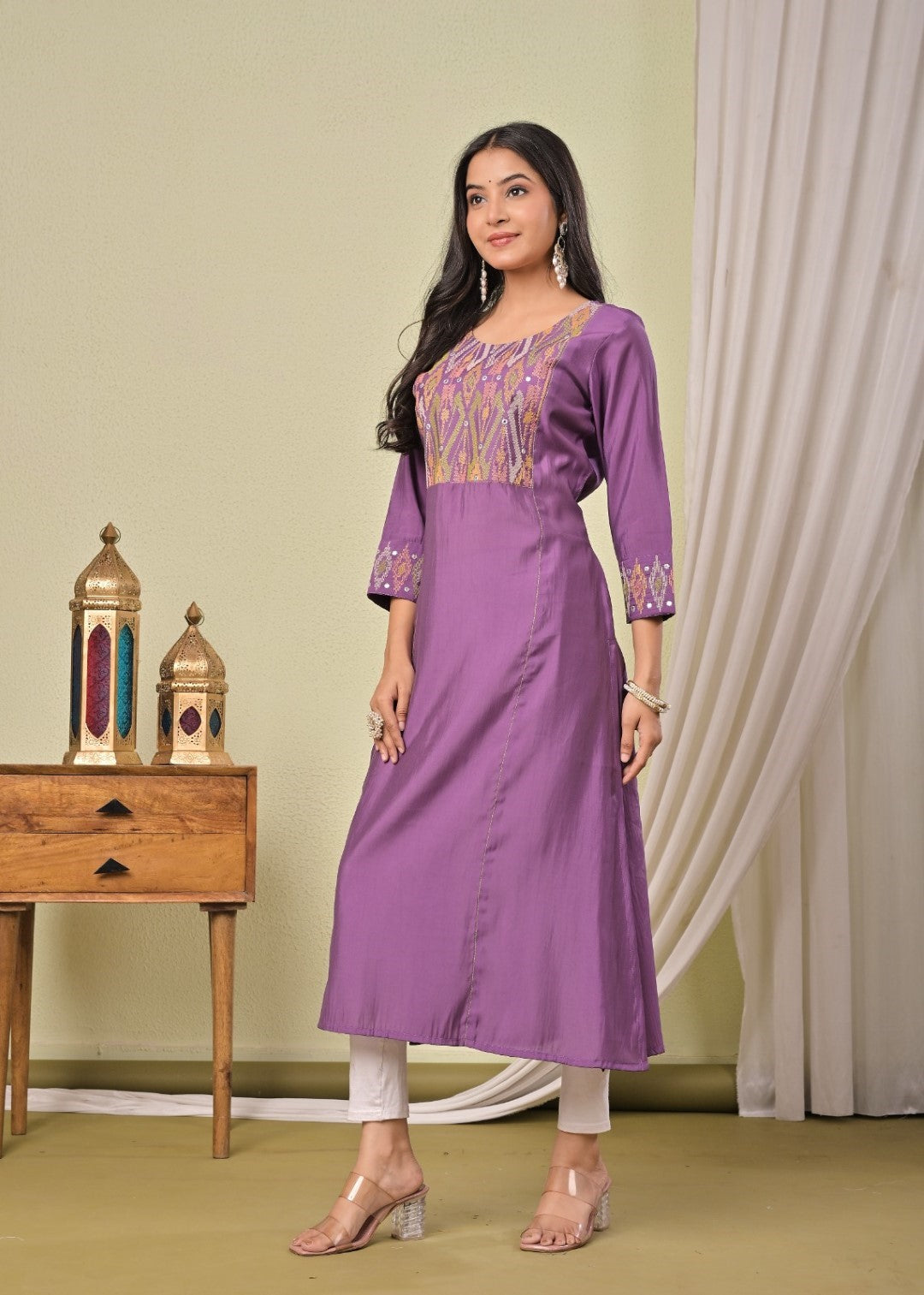 Chandri Iris Embroidered Work Kurti