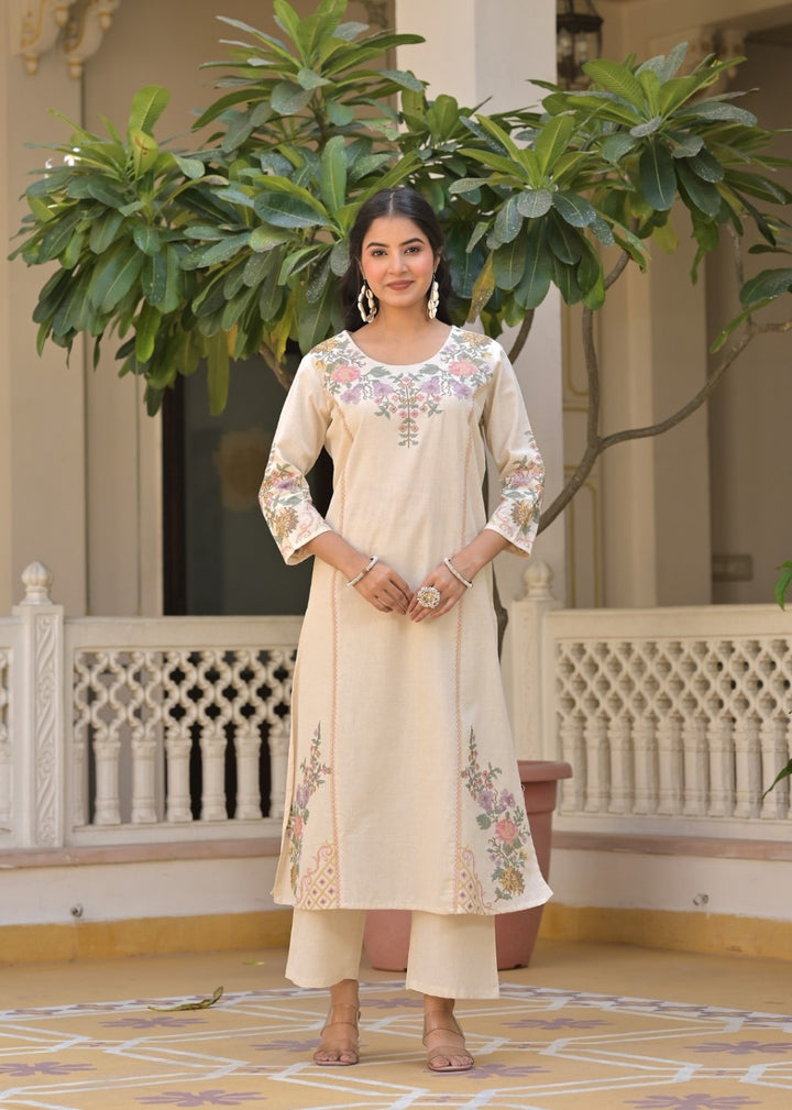 Chandri Fog Embroidered Kurta Pant Set