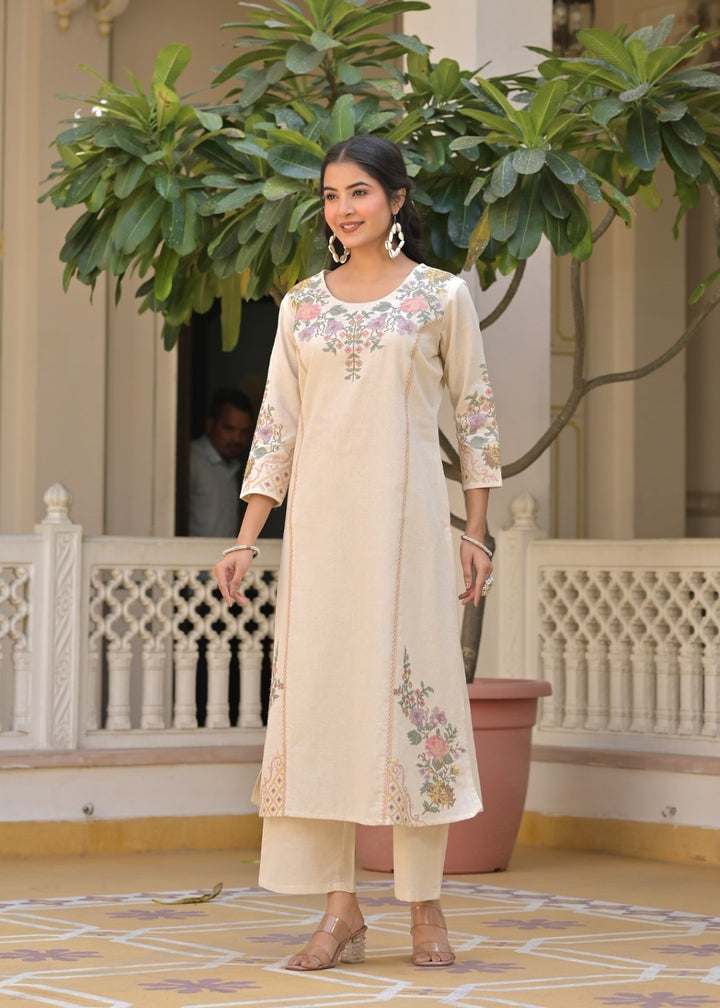 Chandri Fog Embroidered Kurta Pant Set