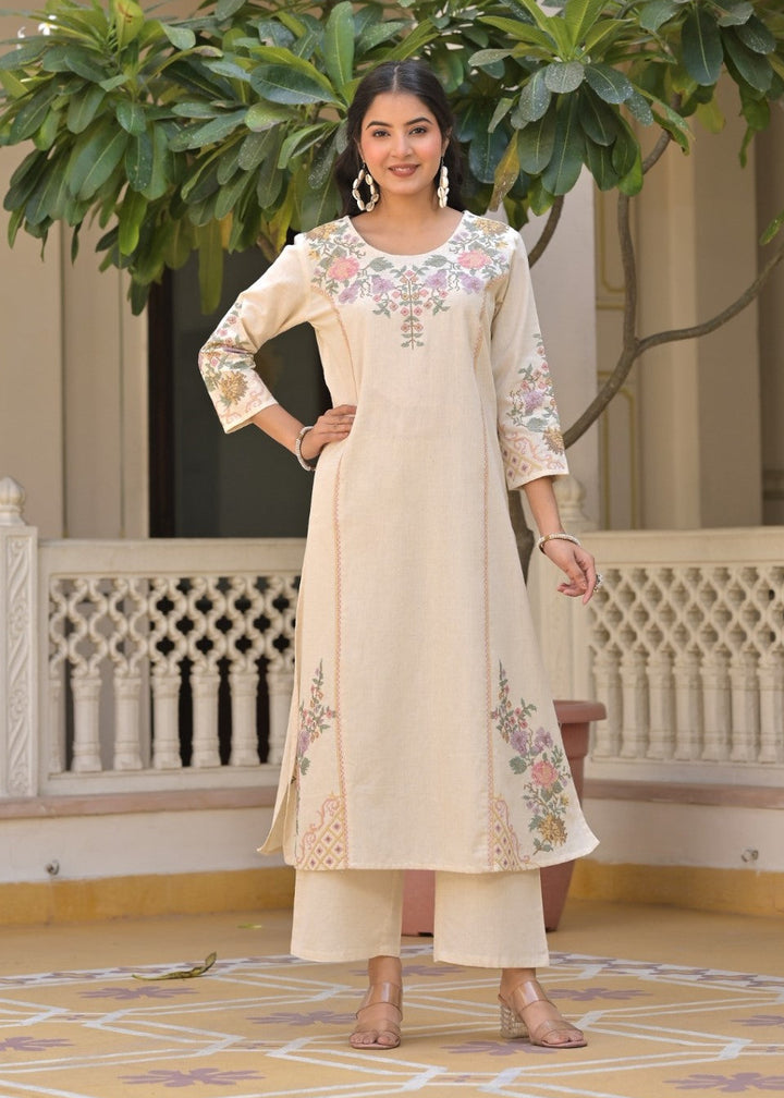 Chandri Fog Embroidered Kurta Pant Set