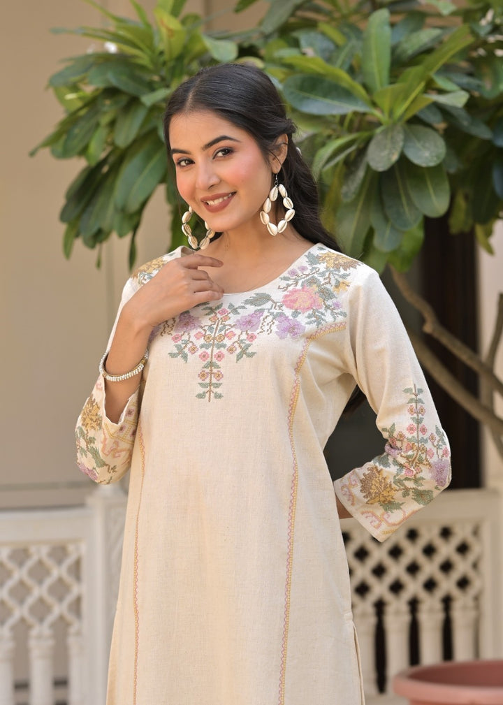 Chandri Fog Embroidered Kurta Pant Set