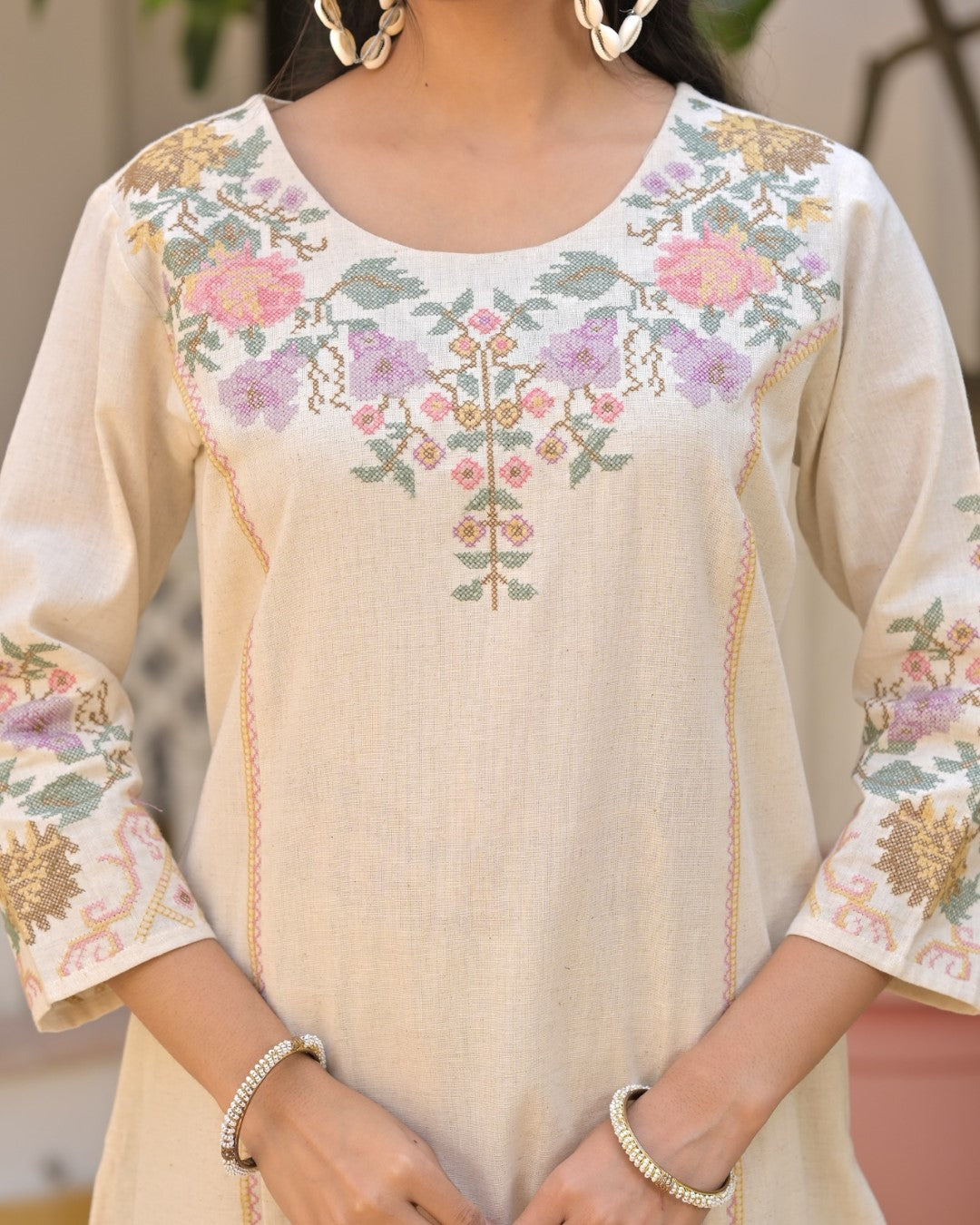 Chandri Fog Embroidered Kurta Pant Set