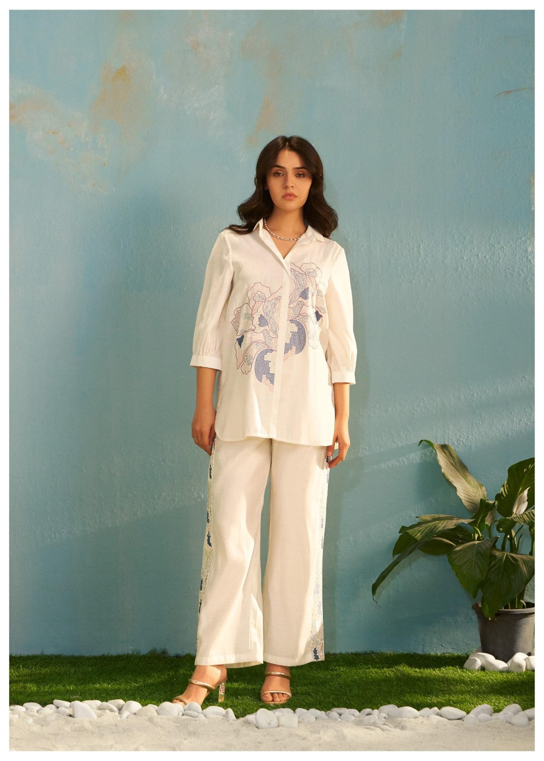 Tisca Daisy embroidery co-ord set