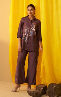Tisca choccy embroidery co-ord set