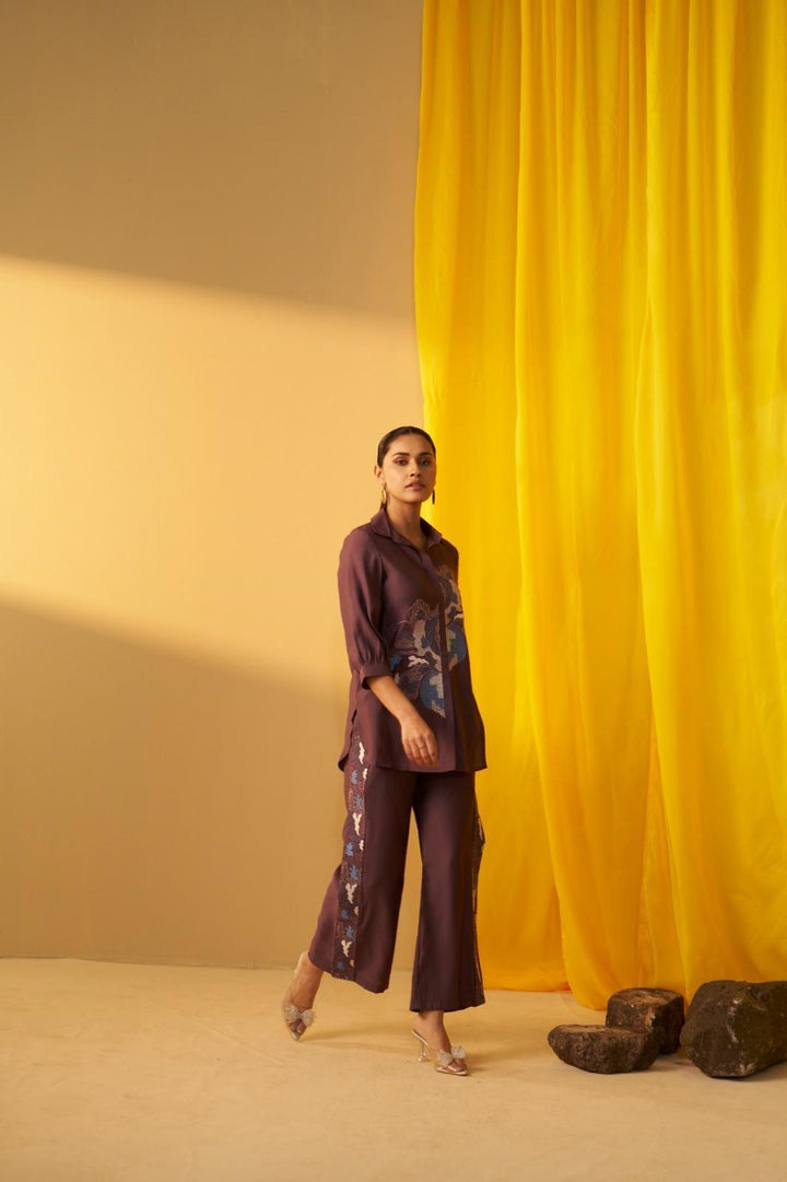 Tisca choccy embroidery co-ord set