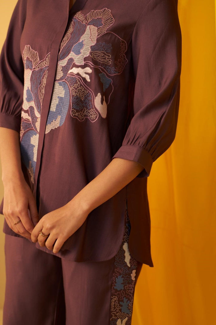 Tisca choccy embroidery co-ord set