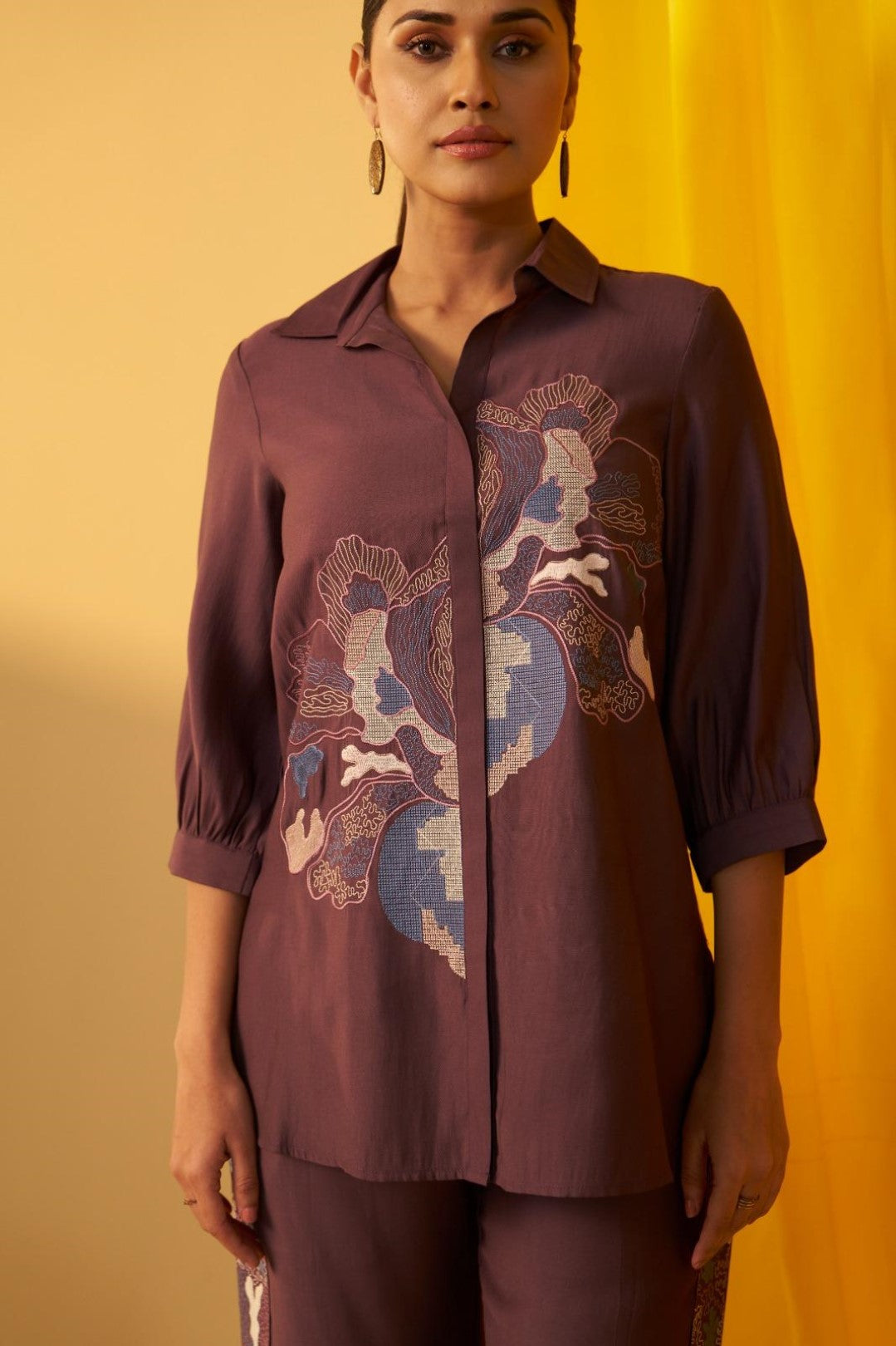 Tisca choccy embroidery co-ord set