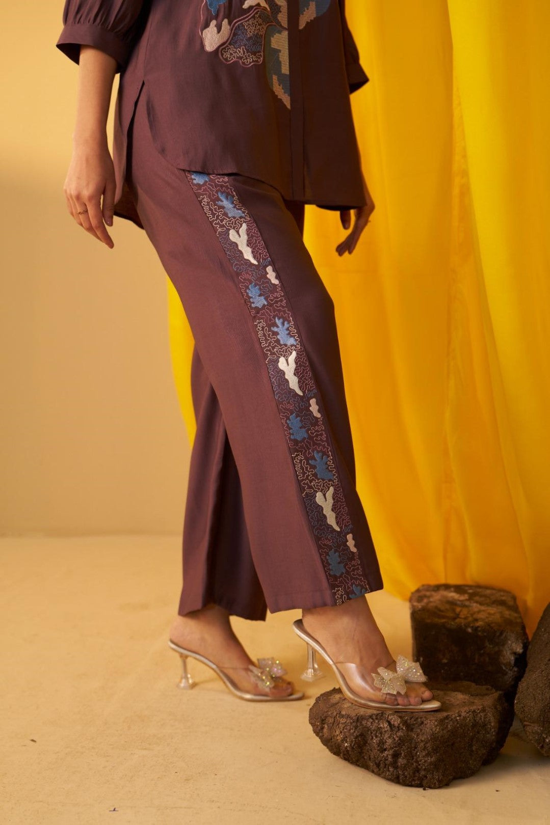 Tisca choccy embroidery co-ord set