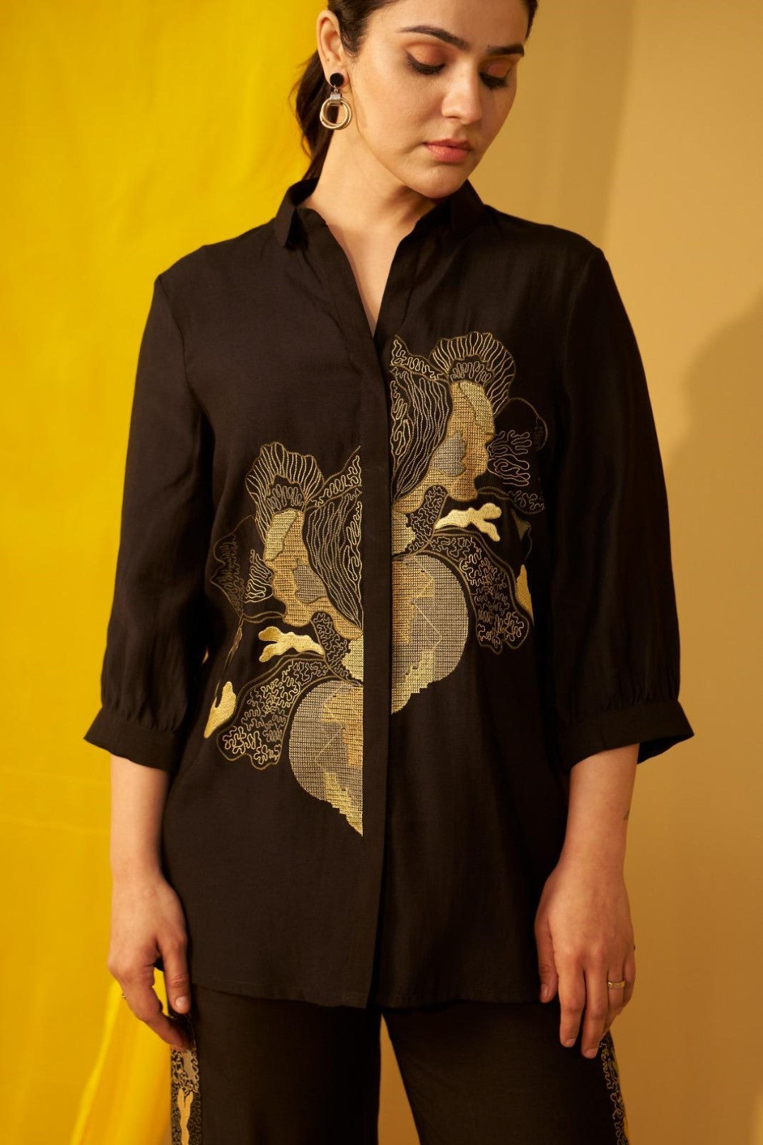 Tisca sable embroidery co-ord set