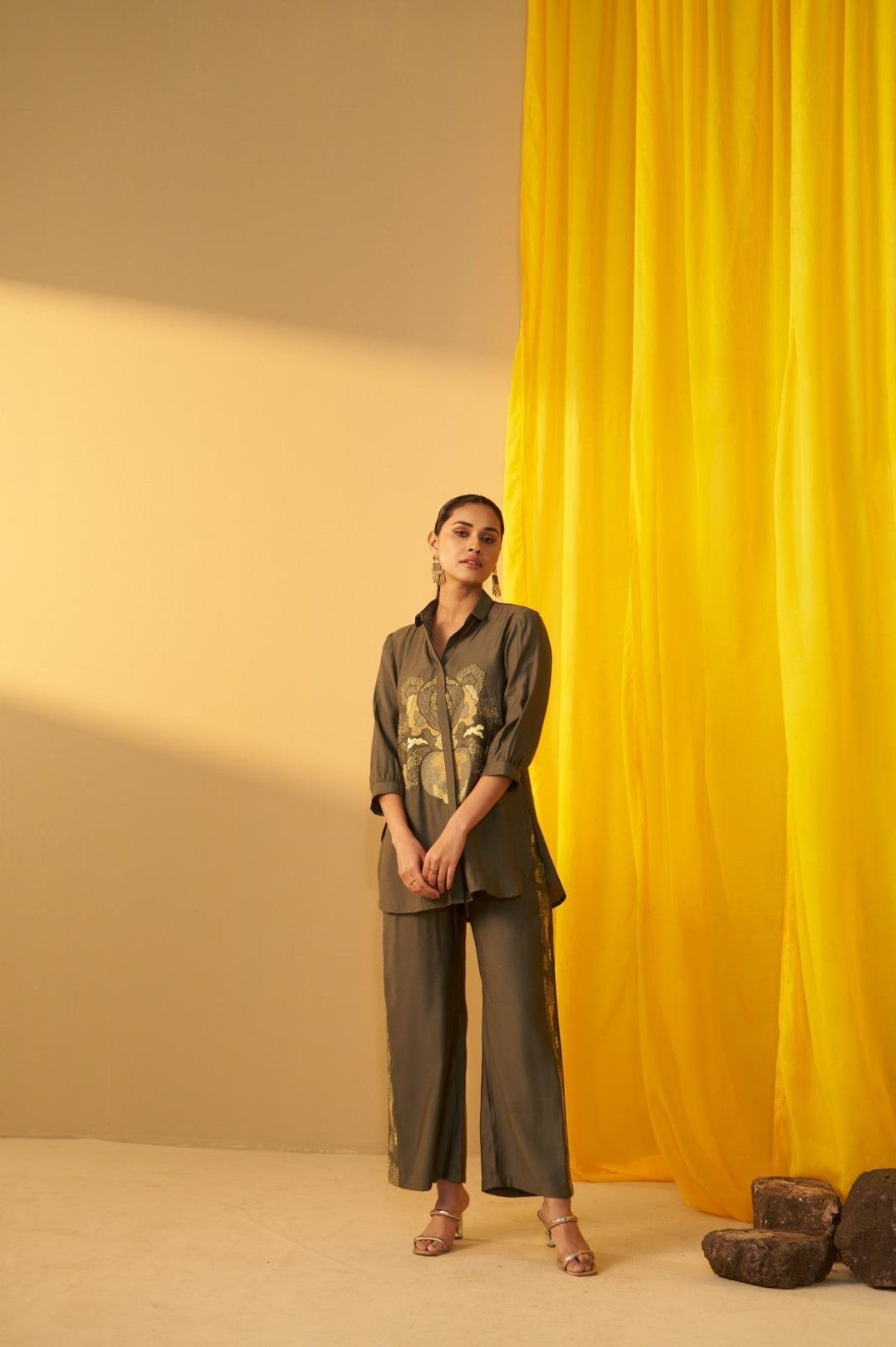 Tisca moss embroidery co-ord set