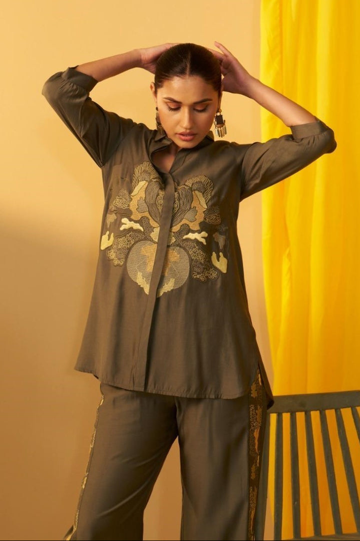 Tisca moss embroidery co-ord set