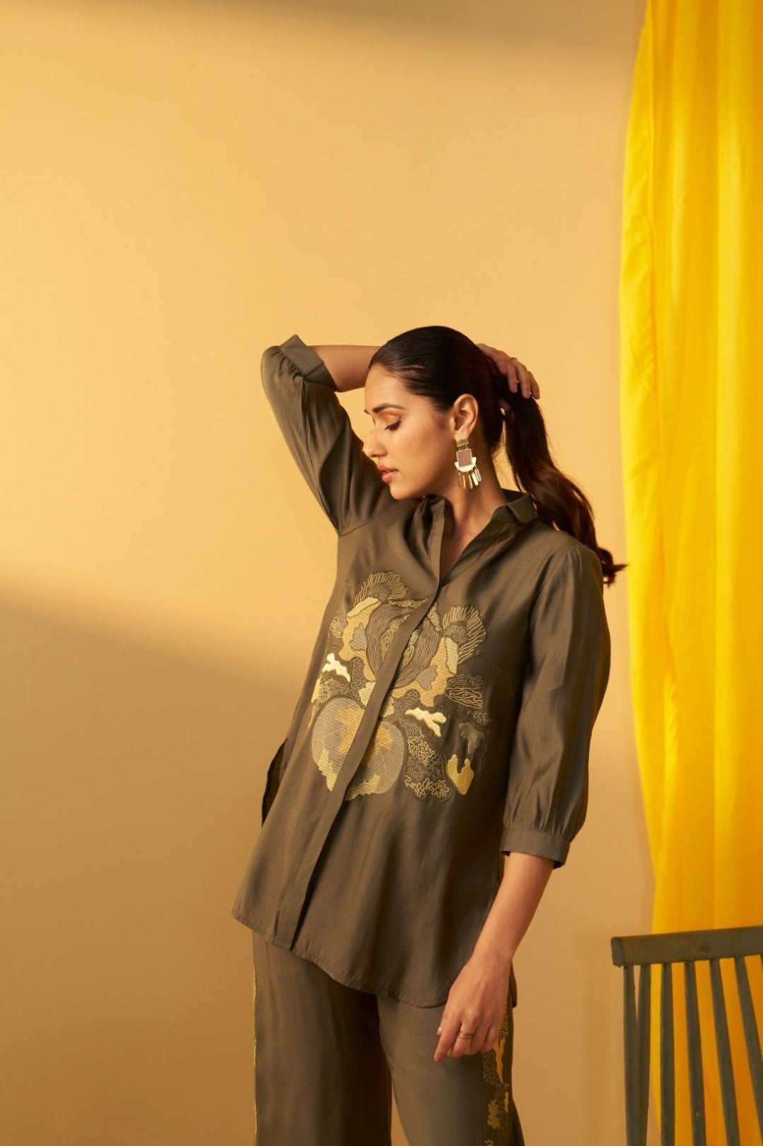 Tisca moss embroidery co-ord set