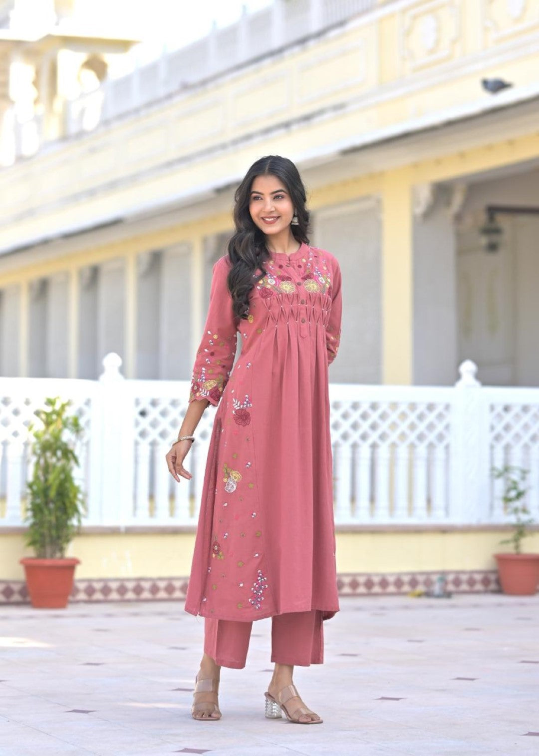 Chandri Rose Embroidered Kurta Pant Set