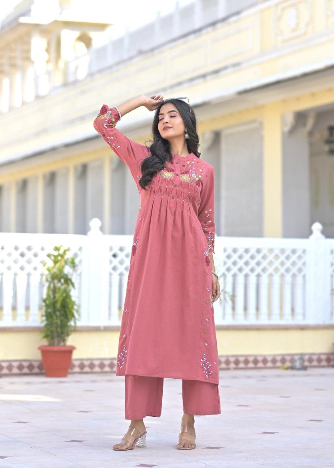 Chandri Rose Embroidered Kurta Pant Set