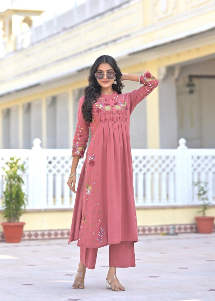 Chandri Rose Embroidered Kurta Pant Set