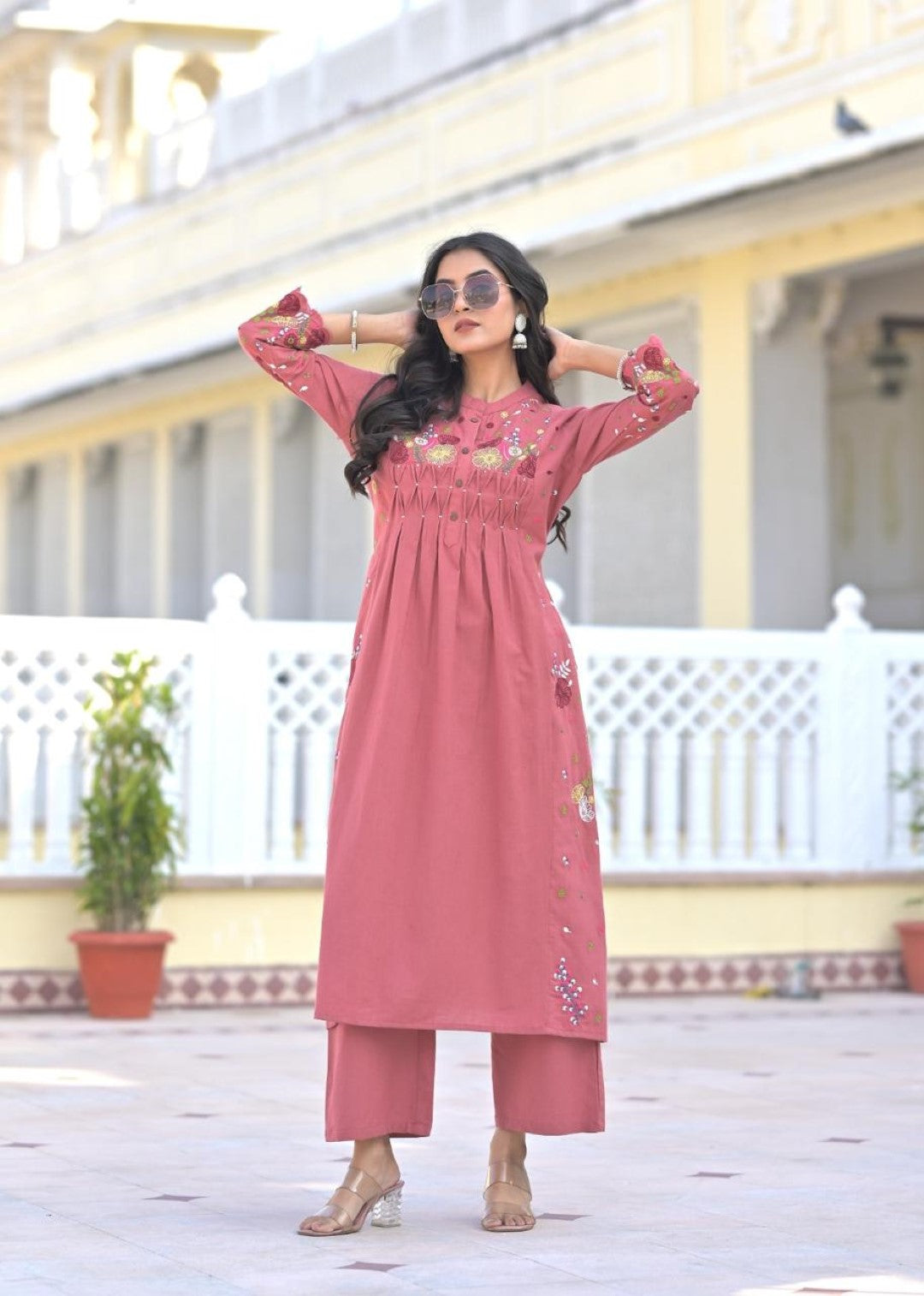 Chandri Rose Embroidered Kurta Pant Set