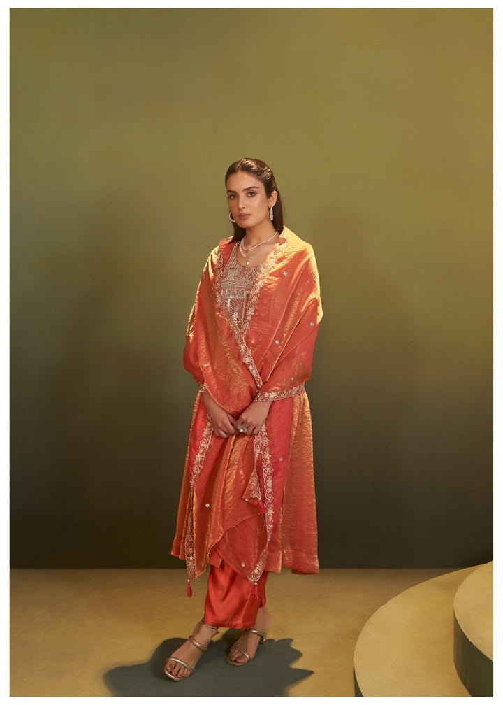 Jagriti Apricot Full Work Suit Set