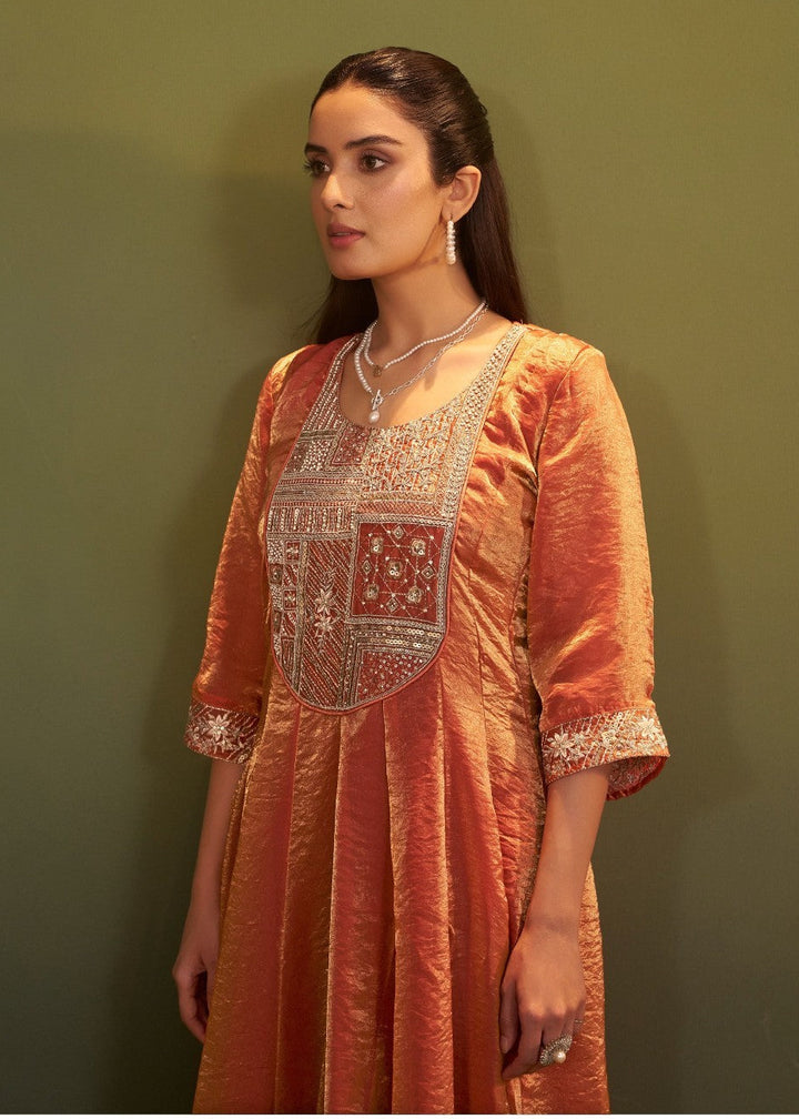 Jagriti Apricot Full Work Suit Set