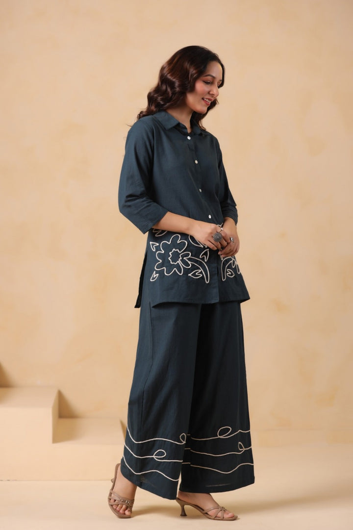 Sargi Azure embroidery co-ord set