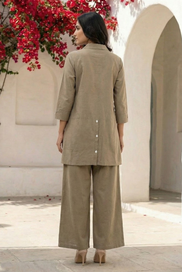 Sargi tan embroidery cotton co-ord set