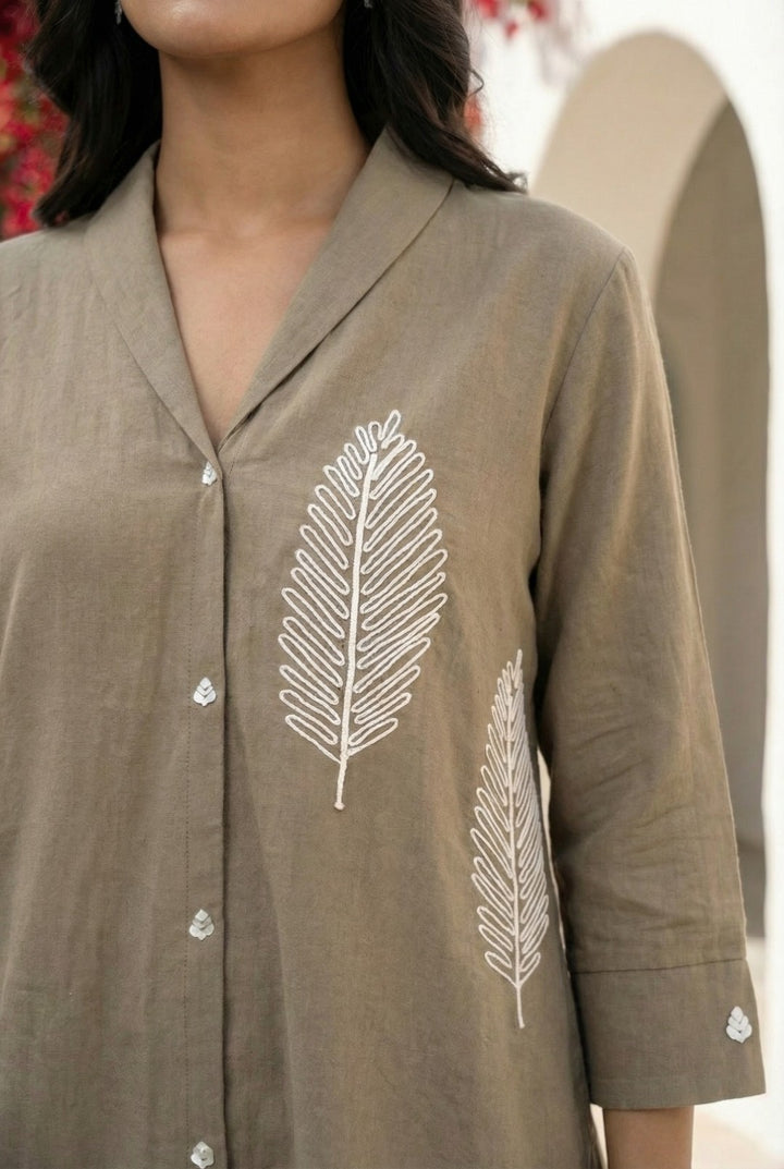 Sargi tan embroidery cotton co-ord set